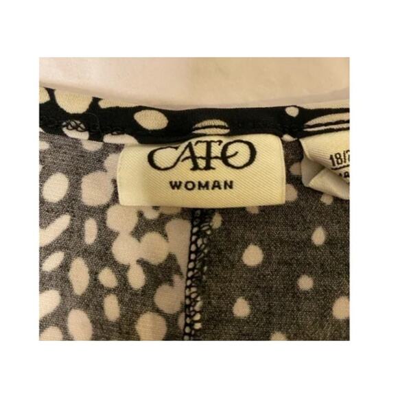 Chic Abstract Animal Print Black White Sheer Hem Tunic Top Cato Plus 18/20W - Picture 3 of 8